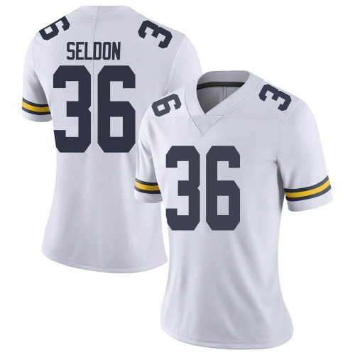 Andre Seldon Michigan Wolverines Women's NCAA #36 White Limited Brand Jordan College Stitched Football Jersey MLF2854VY